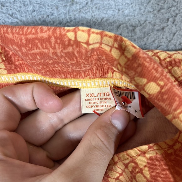 Tommy Bahama hawaiian shirt mens size XXL short sleeve floral patterned orange - Picture 4 of 8